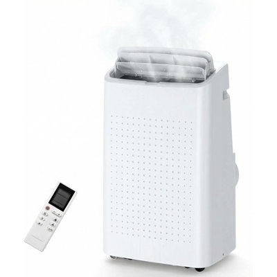 Portable Air Conditioner 8000 BTU for Rooms up to 350 Sq. Ft. with Remote Control, Quiet 3-in-1 Cooling, Dehumidifier & Fan, Sleep Mode and 24-Hour Timer, Modern White for Bedroom or Living Room
