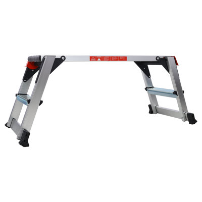 Silver Aluminum Folding Work Bench Platform with Non-Slip Steps