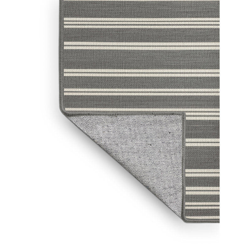 Washable Dove Gray White Striped Area Rug, Rectangle 2' x 3'