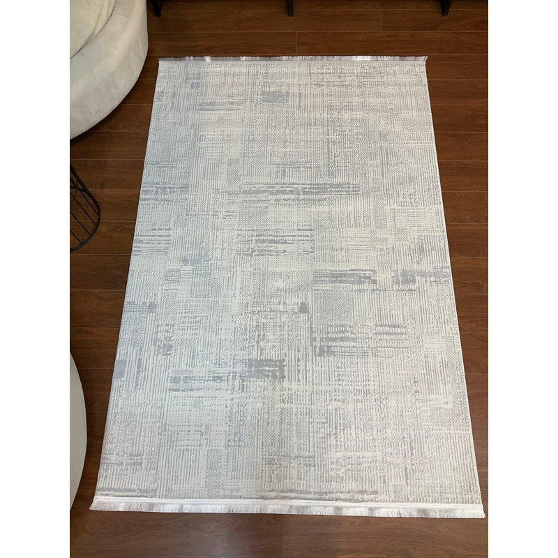 Amiliya Solid Colour Bamboo Slat / Seagrass Area Rug, Rectangle 203.2 x 381cm