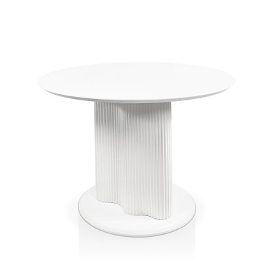 Hudgens Round Dining Table With Glossy Table Top And Fluted Base