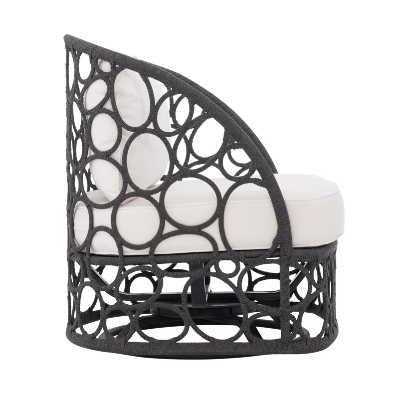Bali Swivel Patio Chair with Cushions, White Vinyl 6503-000, Lava