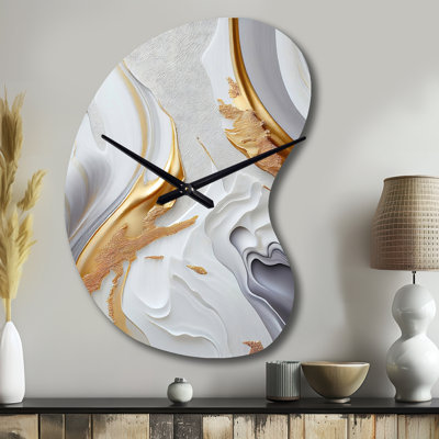 Horloge murale 3D en marbre blanc et doré