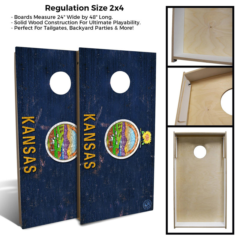 Ensemble de 2 panneaux de cornhole 2 'x 4' avec étui et lumières, Kansas