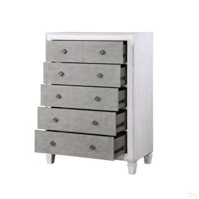 Commode rustique gris et blanc vieilli