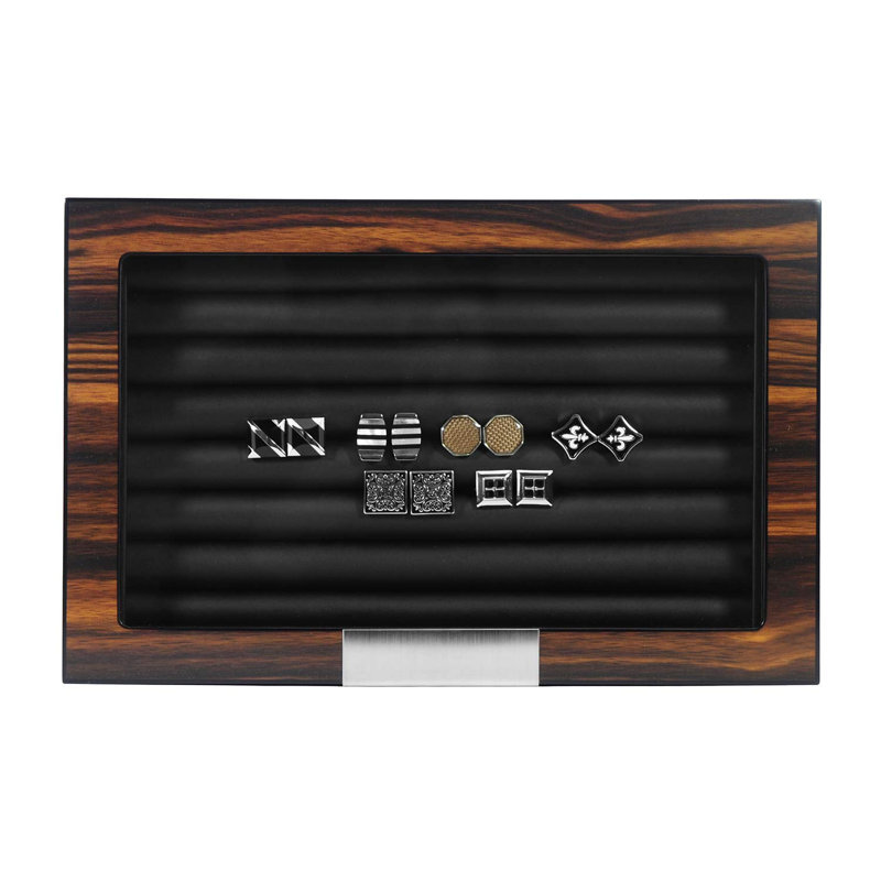 Wood Cufflink Box With Glass Window Cufflink Display Case Ring Organizer And Cufflink Box Hold 36-46 Pairs