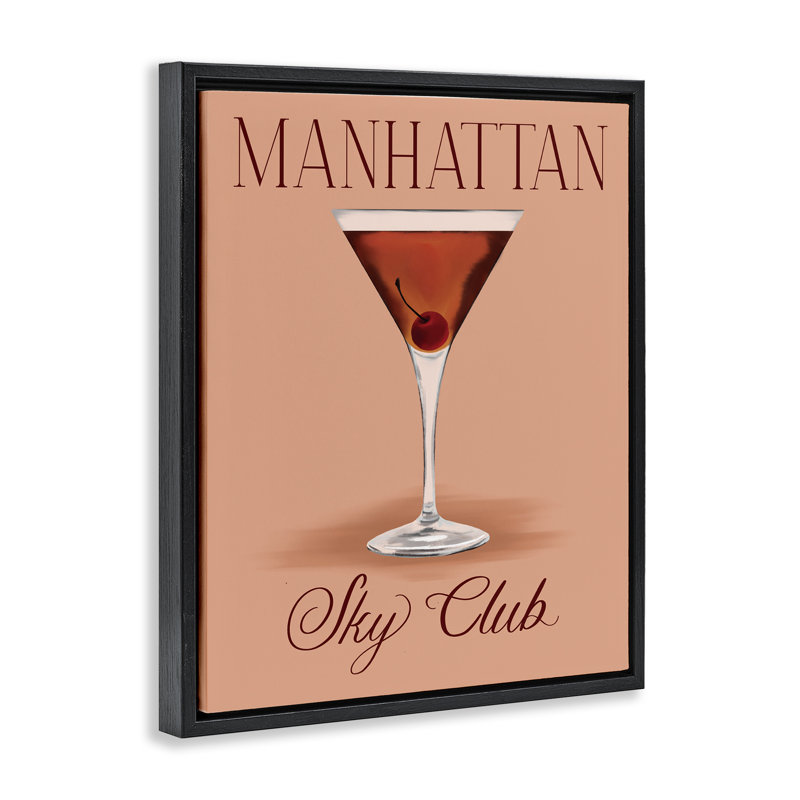  Manhattan Sky Club Drink Canvas Wall Art by Hey Bre! Creative Studio, Cadre flottant noir de jais, H 21 po x l 17 po
