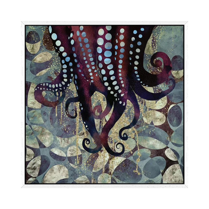 Metallic Ocean II - Print on Canvas, White Framed, 66.04 cm H x 66.04 cm W
