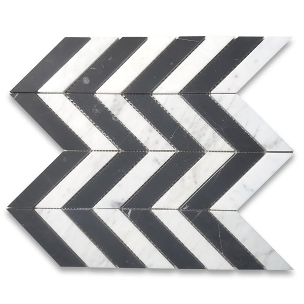 12" x 12" Marble Chevron Mosaic Wall & Floor Tile