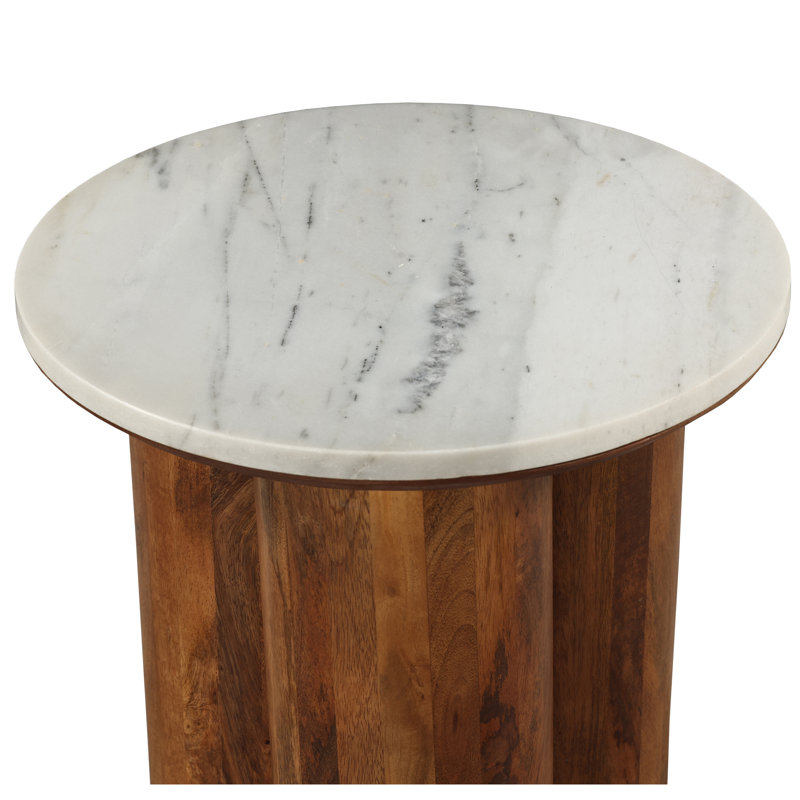 Marble and Mango Wood Accent Table