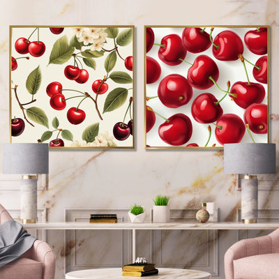 Simple motif de fleurs de cerisier I - ensemble de 2 décorations murales cerise