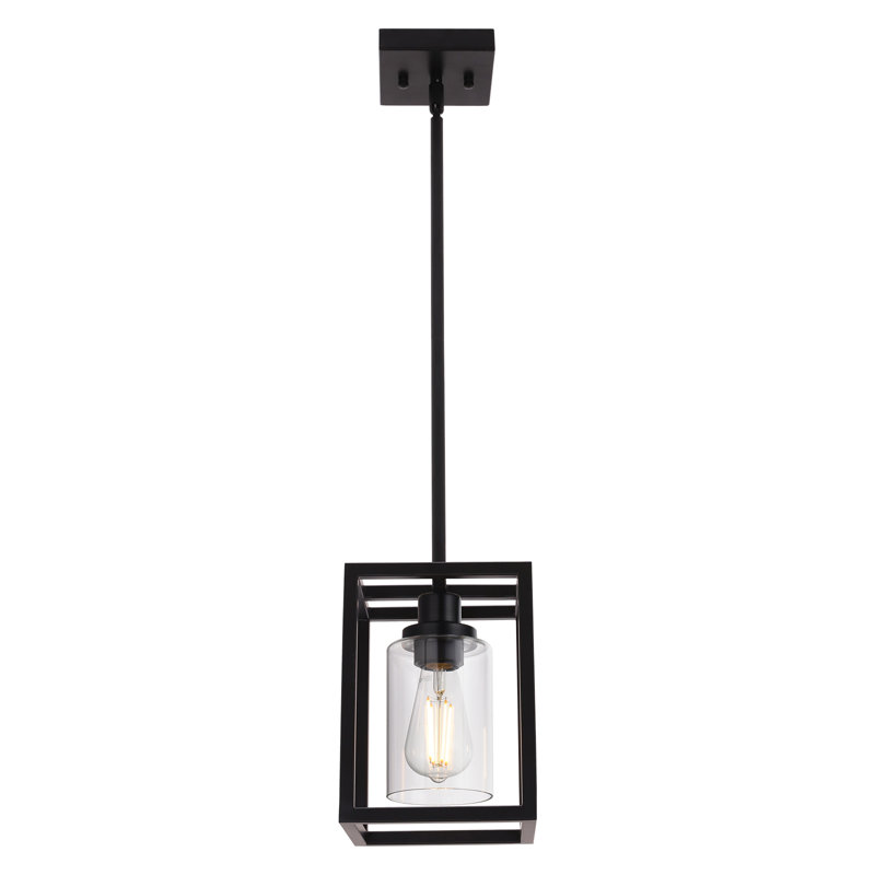 Luminaire suspendu industriel en métal brossé à 1 lumière en nickel brossé noir, Laiton noir