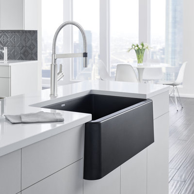 Ikon Silgranit 33" Single Bowl Apron-Front Farmhouse Sink - Anthracite