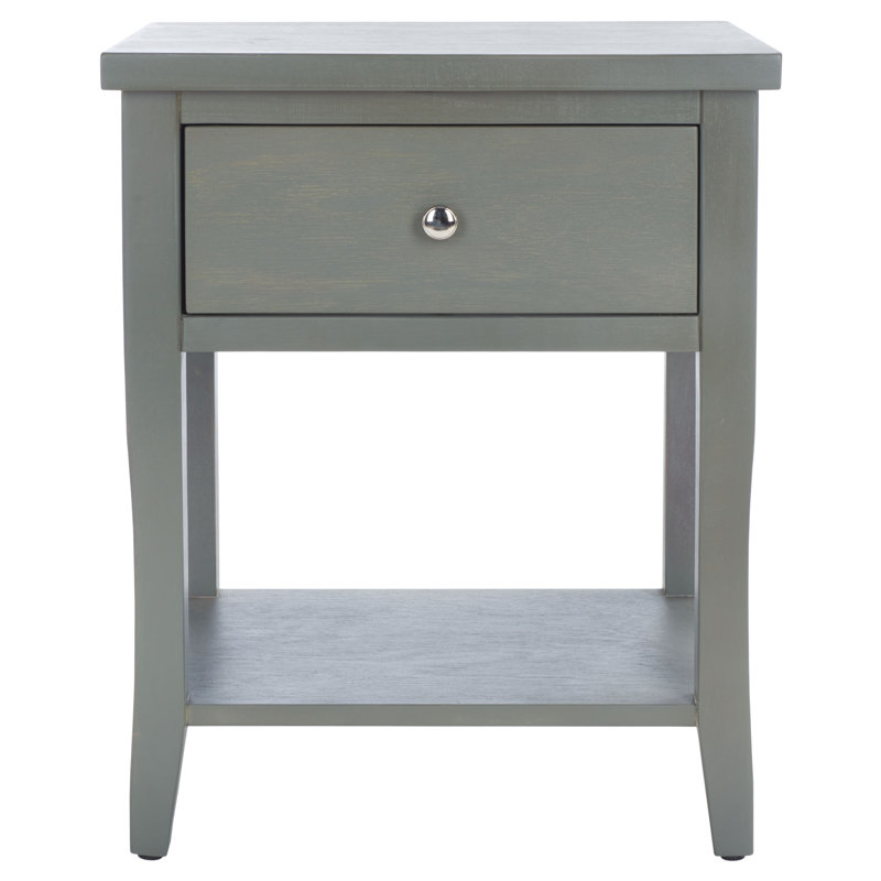 Table de bout en bois massif avec rangement Joanna, Gris français