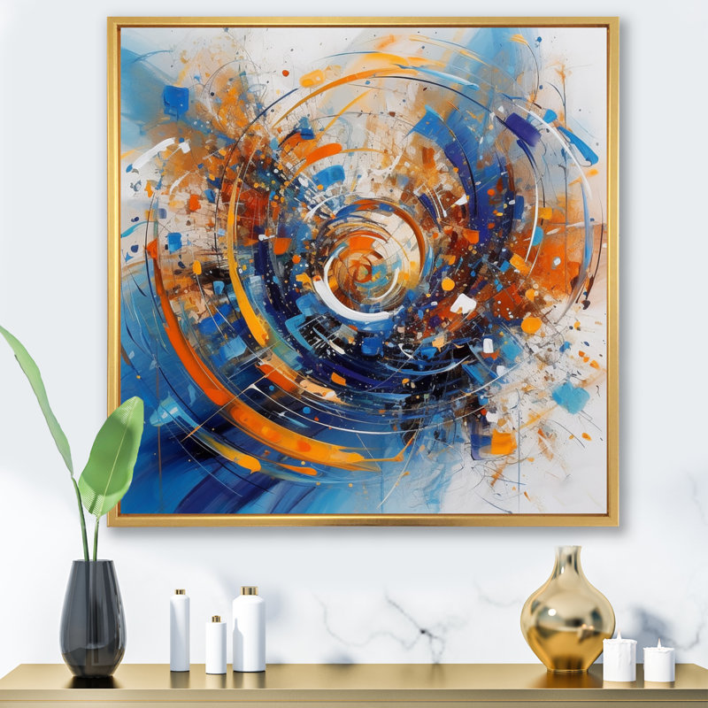 «Blue and Orange Space», reproduction sur toile, Or, H 36 po x l 36 po x P 1,5 po