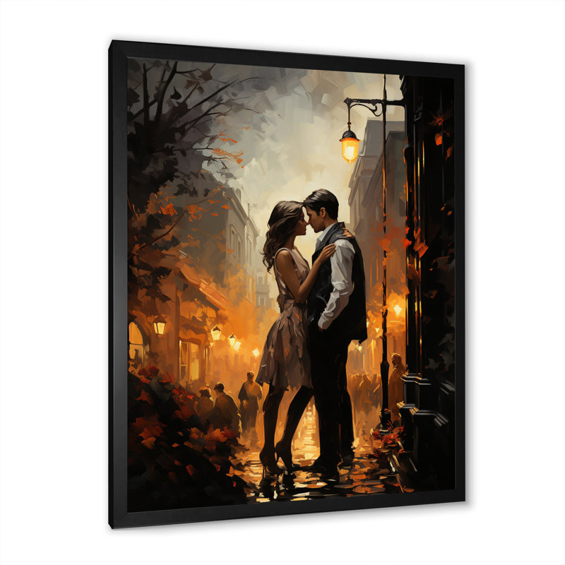 «Lukaz Romantic Couple Landscape Glimpse III», reproduction sur toile, Cadre photo noir, H 20 po x l 12 po x P 1 po