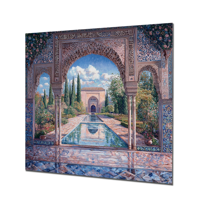 Été, Alhambra, rêves, Grenade, Espagne II - paysages, impression sur métal, H 16 po x l 16 po x P 0,84 po