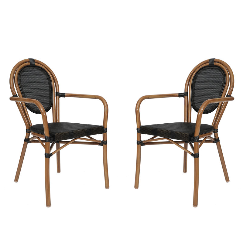 Chaise bistro empilable intérieure / extérieure avec accoudoirs Thonet, Noir