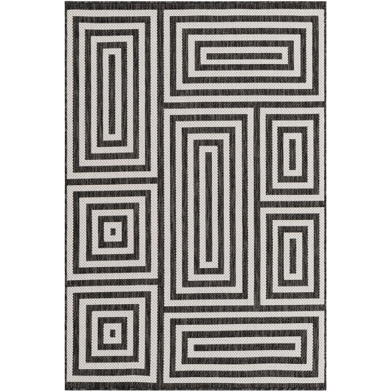 Tapis contemporain noir et blanc Bello, Rectangle 4 pi 1 po x 6 pi 1 po
