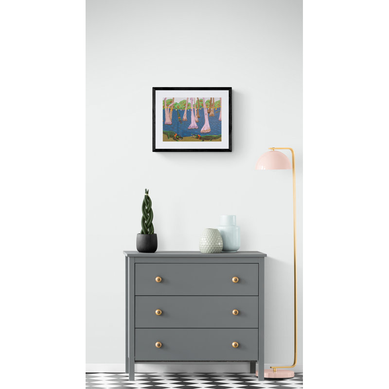 Bayou Holiday Fantasy Print by Sue Graef, 17.25" H x 21.25" W, Black Framed Paper