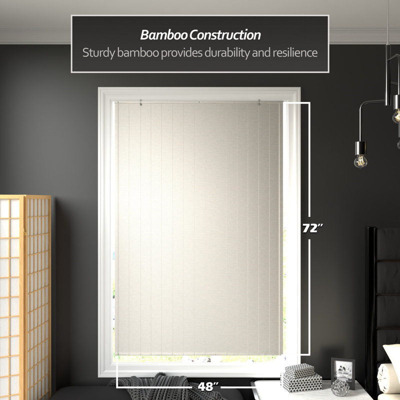 Bamboo Window Shade Blind - White, 48"W x 72"L