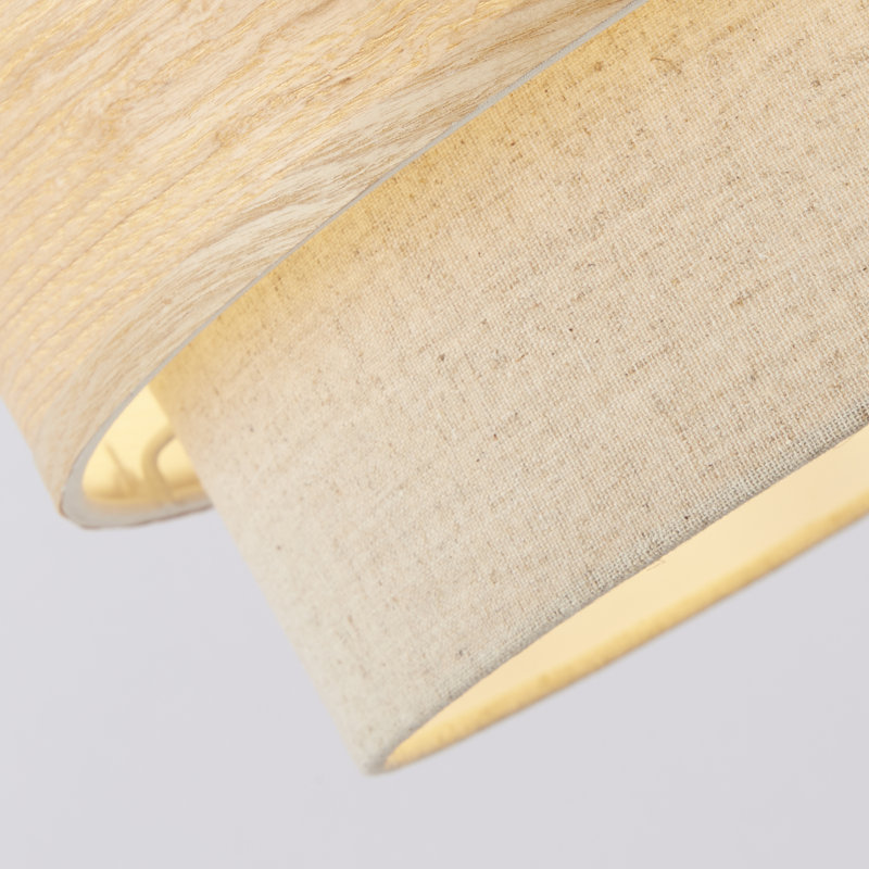 22.5cm H Veneer, Fabric And Plastic Traditional in Natural Wood, Linen And White