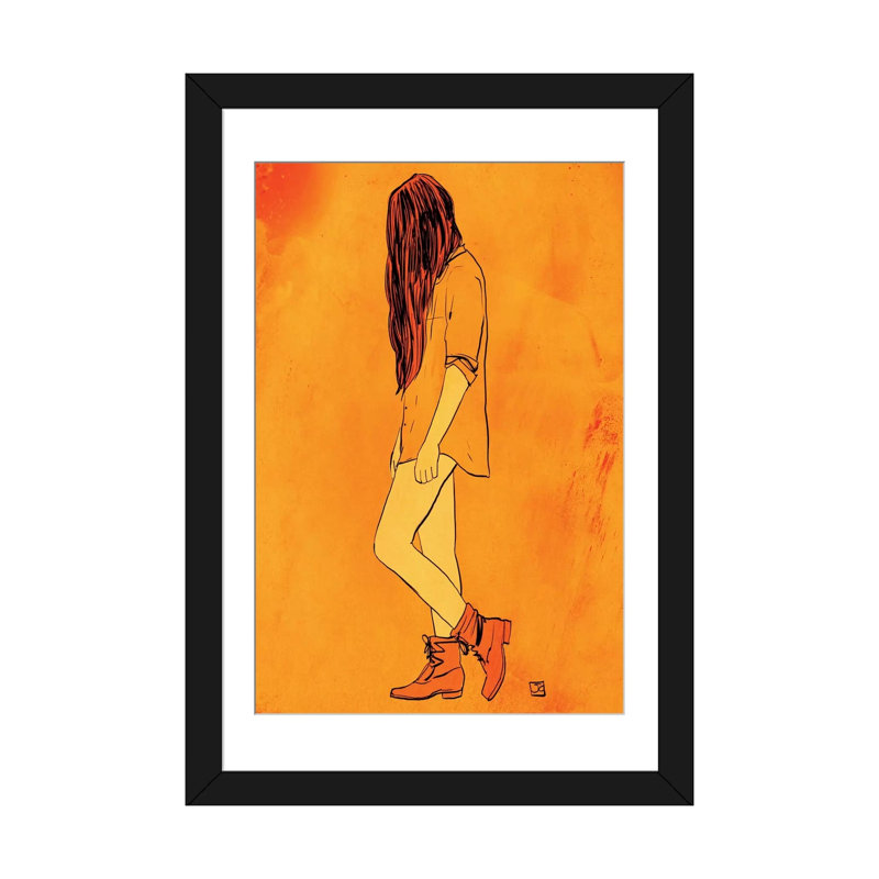 «Ces bottes…», impression sur toile tendue, Papier beaux-arts encadré noir, Blanc, H 32 po x l 24 po x P 1 po