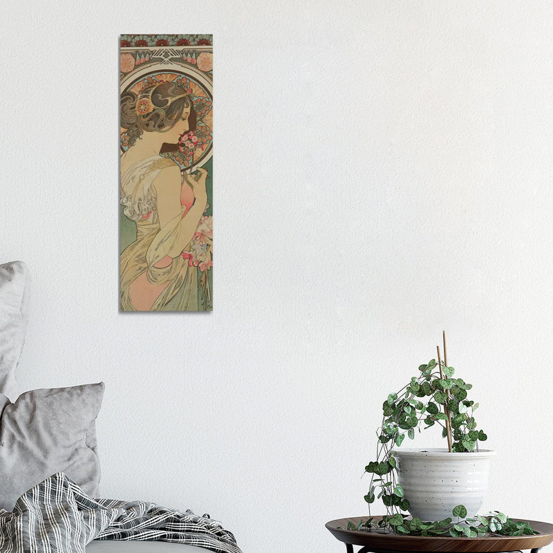 Primrose, 1899 by Alphonse Mucha - Wrapped Canvas Panoramic Print