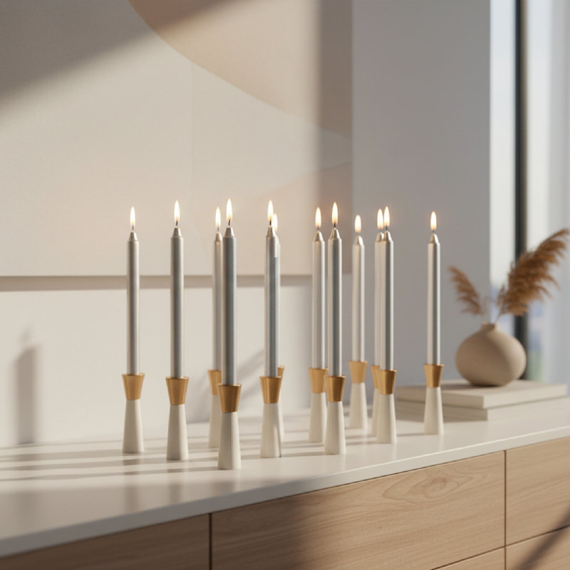 Ensemble de 12 colonnes métalliques non parfumées de 12 po Haight, Argent