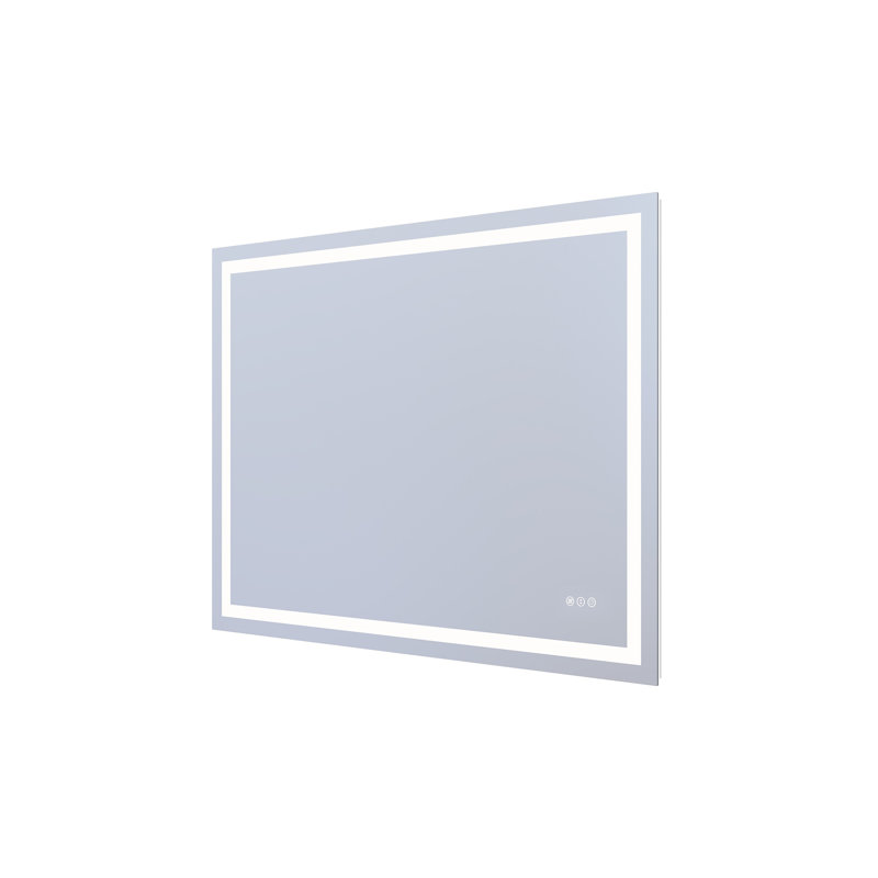 Miroir de salle de bain DEL 122 x 91 cm avec éclairage avant et arrière, miroir de courtoisie à intensité variable, 3 températures de couleur, antibuée, étanche IP44, montage horizontal/vertical, finition argentée