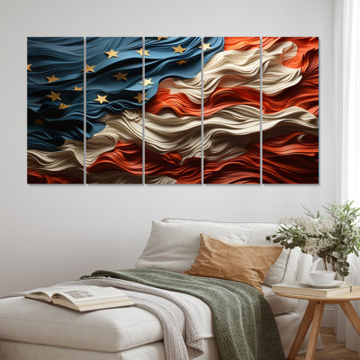 Modern Modern USA Flag II - ensemble de décorations murales en métal