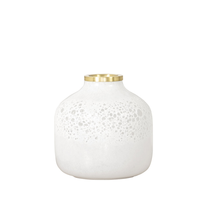Vase de table en céramique blanche, H 8,46 po x l 8,38 po x P 8,38 po