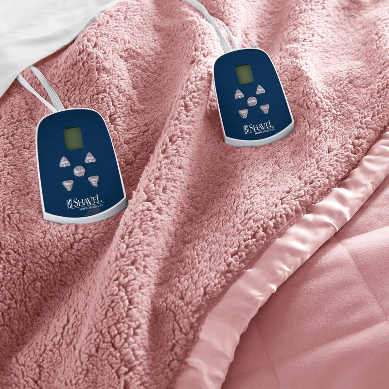Couverture électrique en sherpa Micro Flannel®, Rose, Très grand