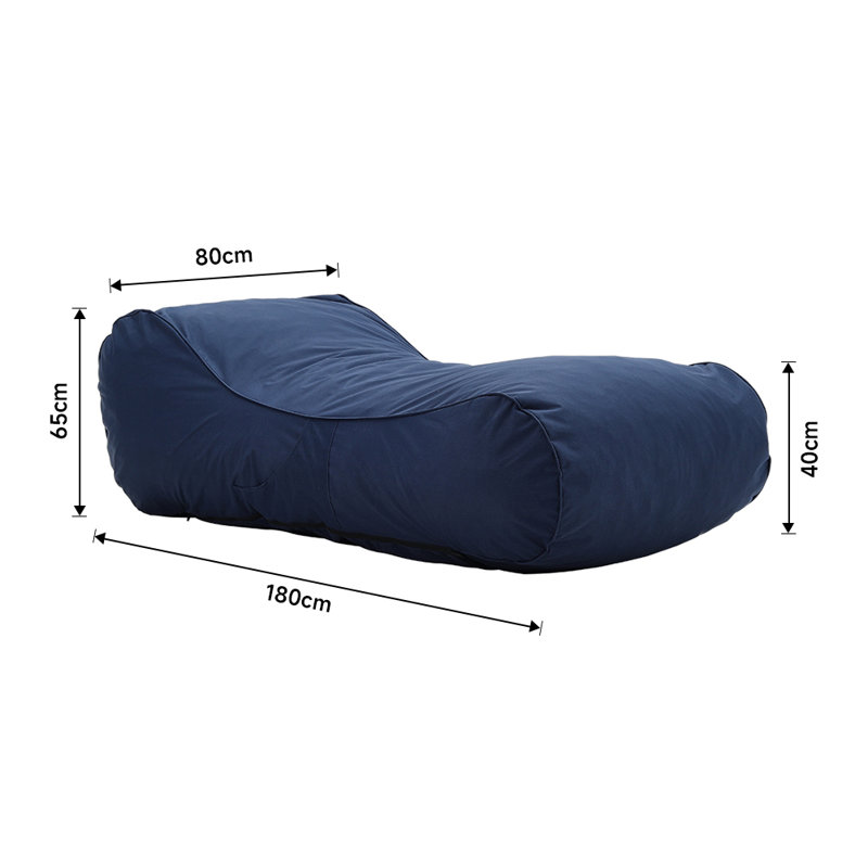 180 cm Linen Blend Bean Bag Chair, Blue