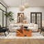 The Novogratz Polyester Geometric Living Room Framed Wall Art with Tan Layered Arches