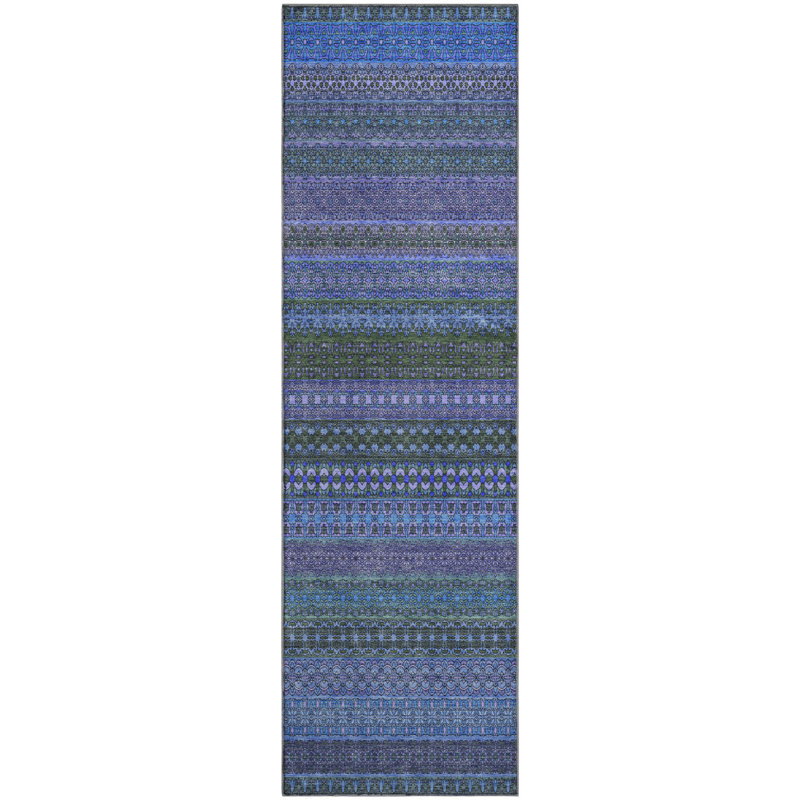 Premium Machine Washable Cerrito AMF527 Blue, Runner 2'3" x 7'6"