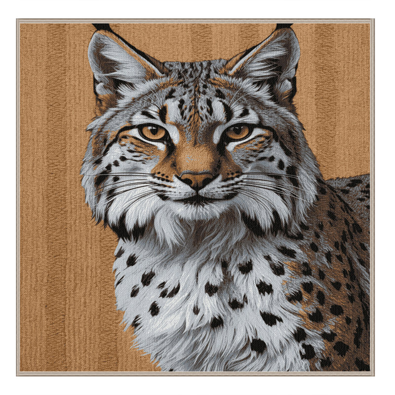 Washable Iberian Lynx Big Cats Area Rug, Square 8'