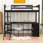 Lit mezzanine simple avec bureau, tablettes et garde-corps-1288996943