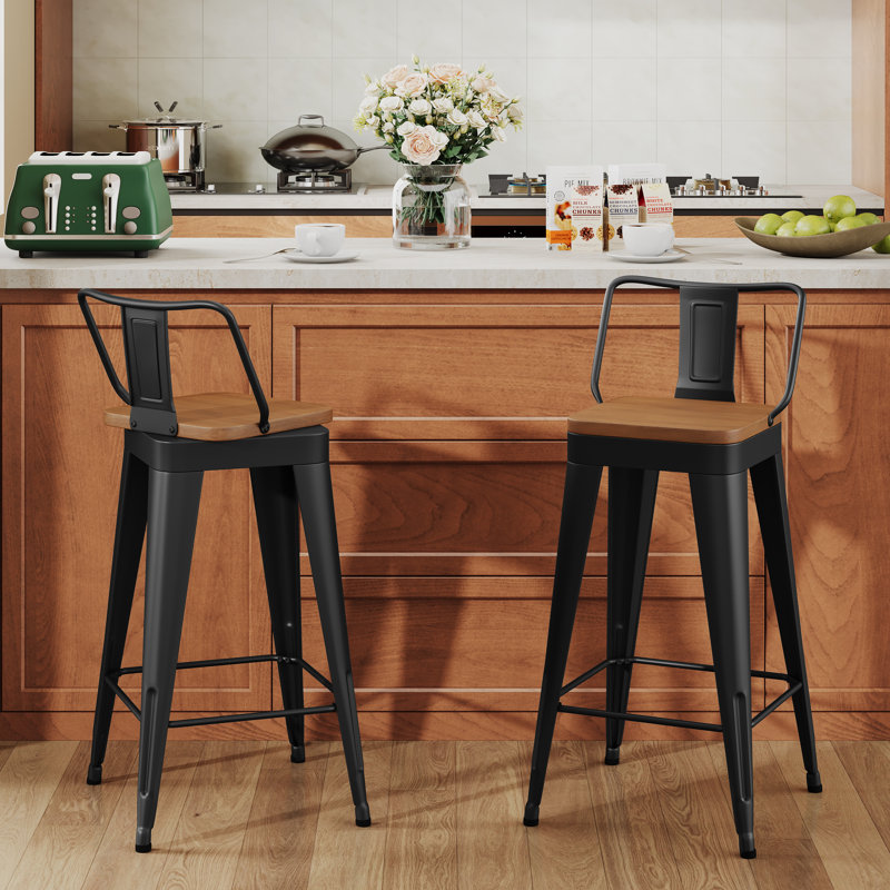 Swivel Metal Counter And Bar Stools, Bar Stool (30" Seat Height), Black