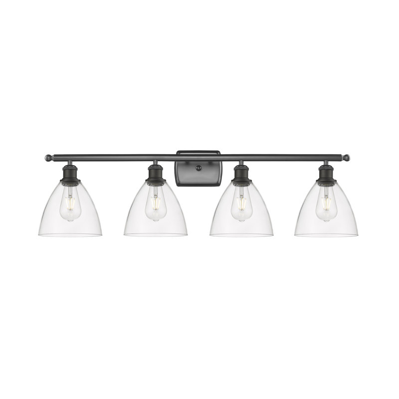 Éclairage pour meuble-lavabo 4 lumières Shauna, Transparent, Bronze huilé, Incandescente