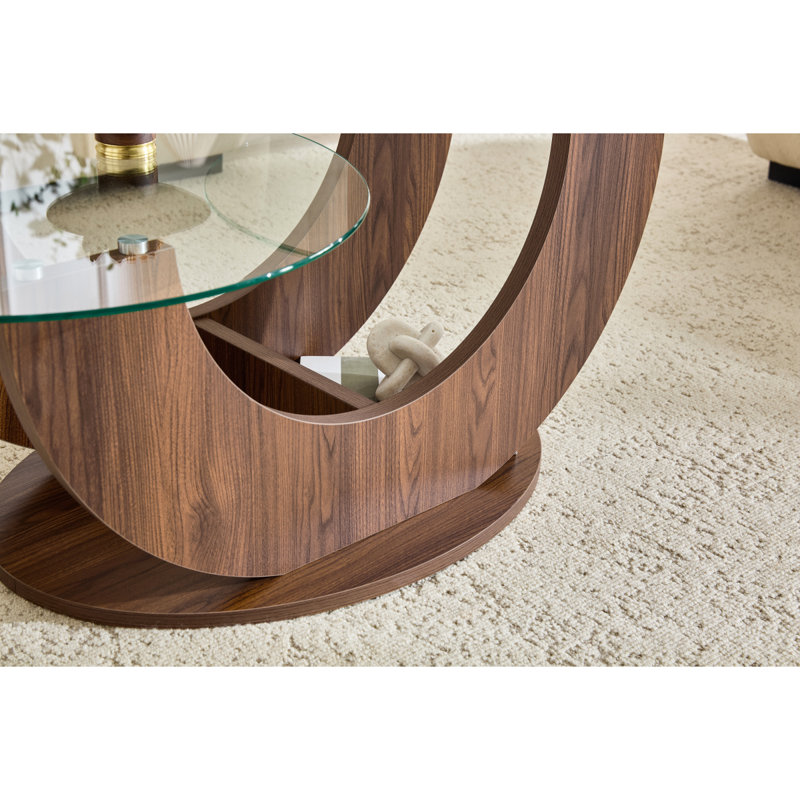 Table basse en verre Creative, Transparent / noyer