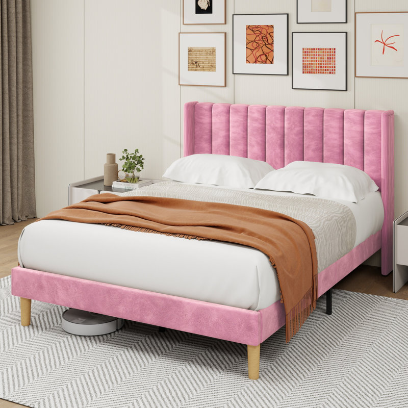 Sutter Upholstered Bed, Queen, Pink