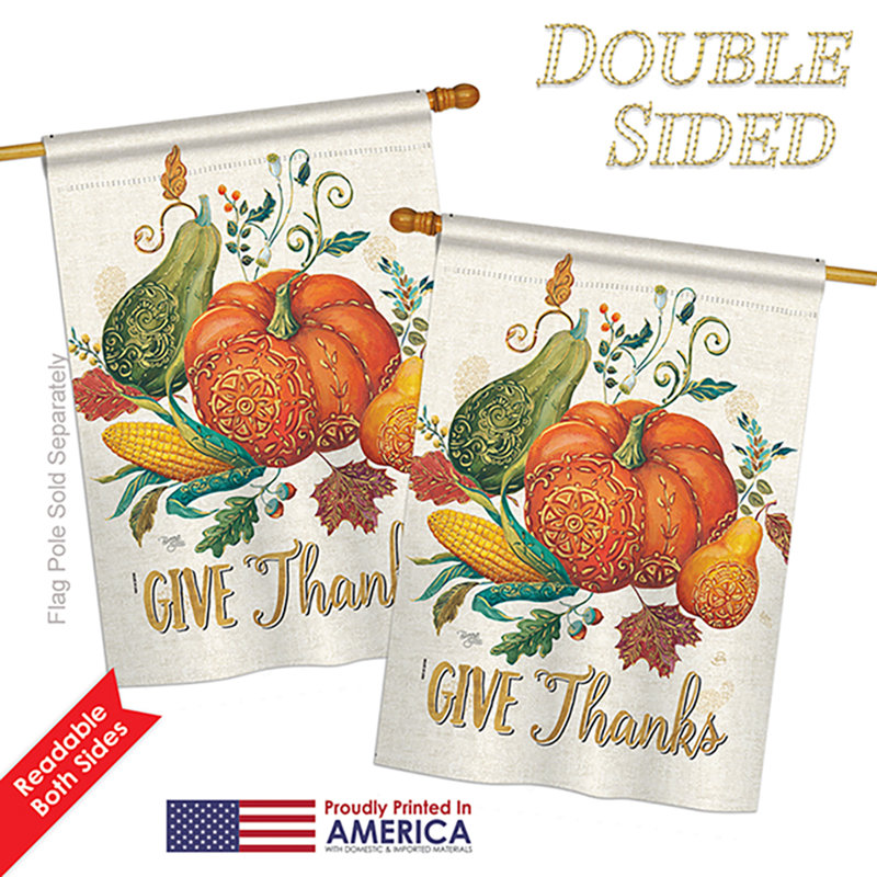 Double Sided 40'' H x 28'' W Polyester Thanksgiving Garden Flag