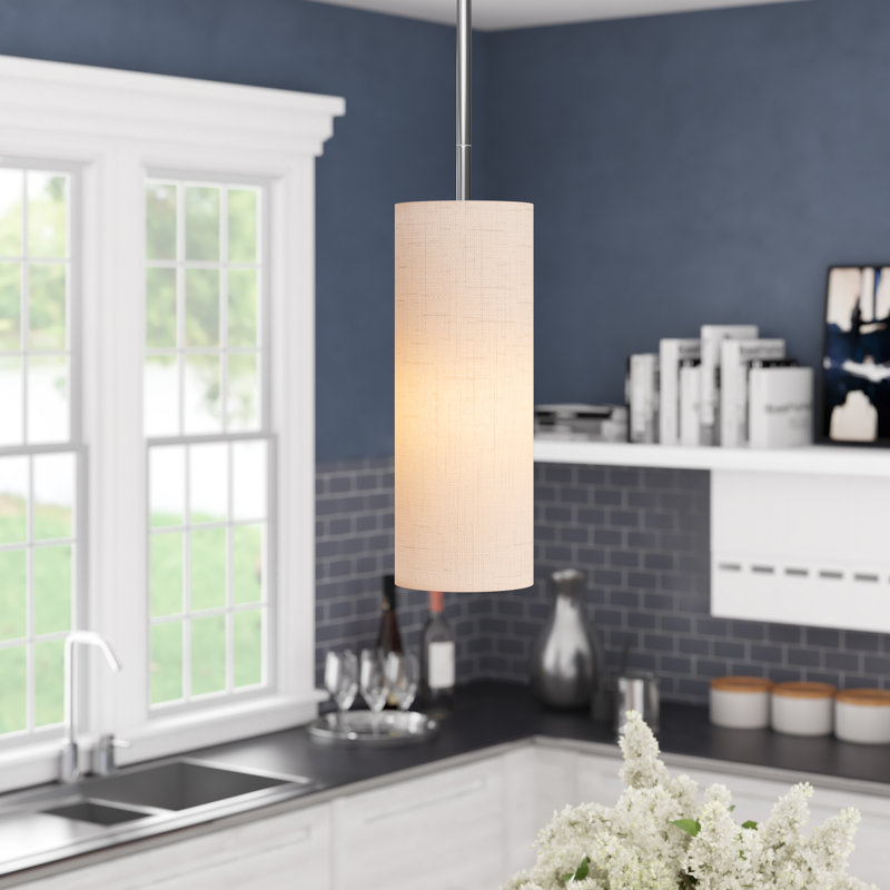 Luminaire suspendu cylindrique à 1 lumière Flaire, Nickel brossé