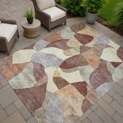 Tapis abstrait lavable à la machine intérieur / extérieur ACN2814