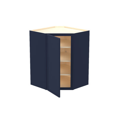 Gallery Express Alton Assembled 27 in W X 15 in D X 36 in H Corner Diagonal Kitchen Cabinet Left in Navy