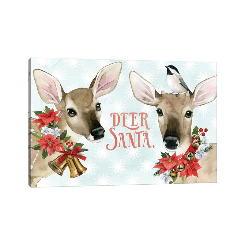 «Deer Christmas Collection A» par Grace Popp - peinture sur toile tendue, H 40 po x l 60 po x 1,5 po