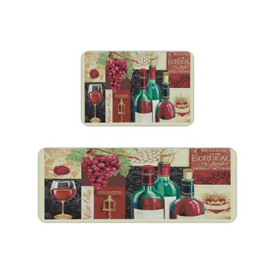 Tapis de cuisine pour 2 bouteilles de vin rouge pour la cuisine et le bar