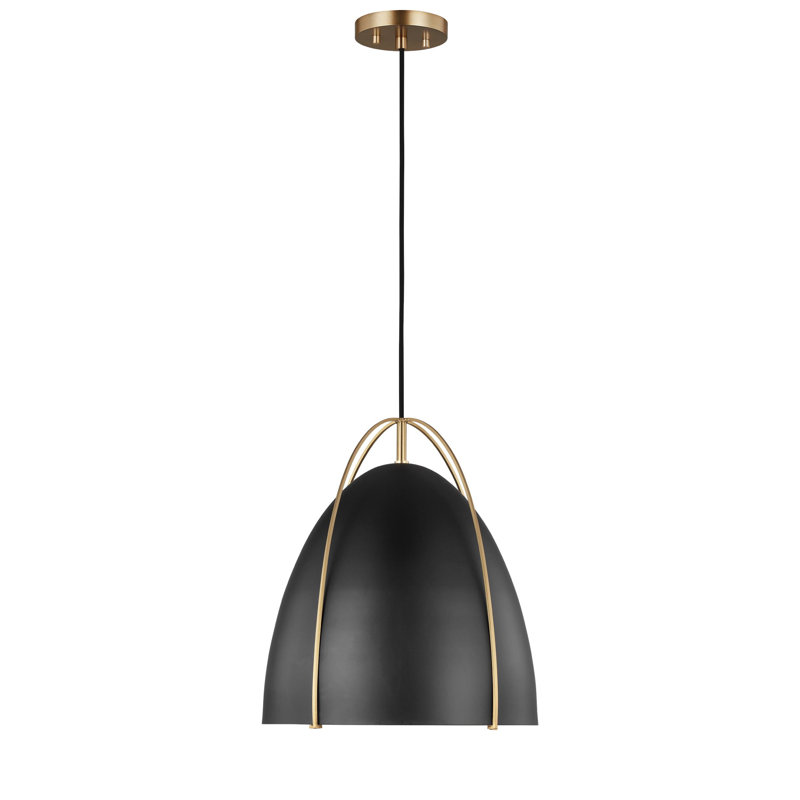 Norman One Light Pendant from Visual Comfort Studio, Satin Bronze, Black, No