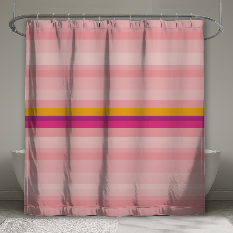 Rideaux de douche roses à rayures horizontales très longs, L 70 po x H 72 po